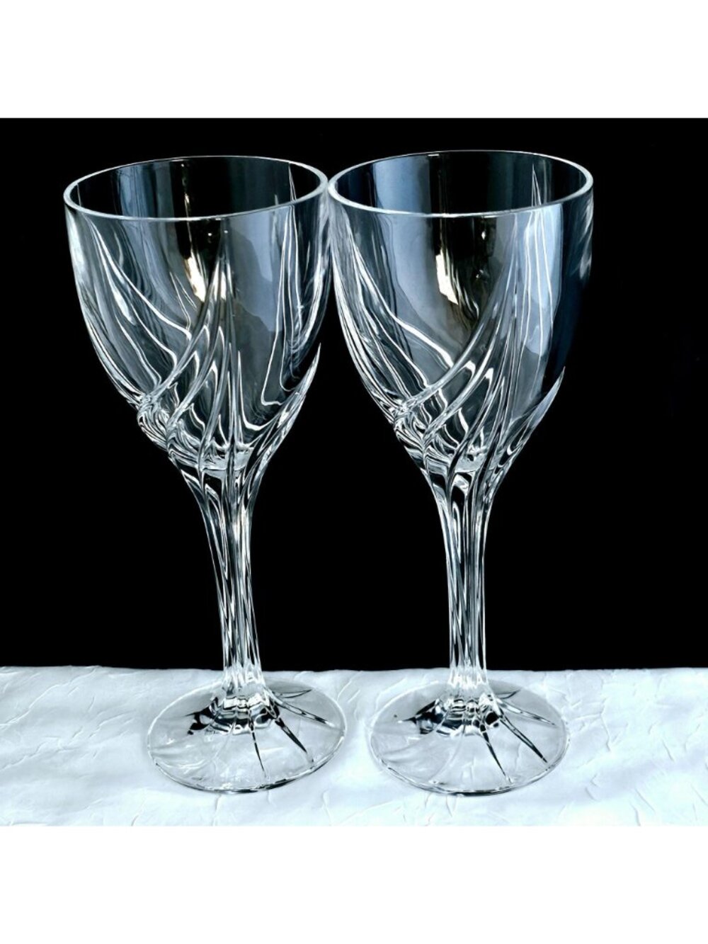 Lenox Crystal Debut Water Glasses 8.25" set-2 vertical swirl fine cut crystal - Picture 9 of 10